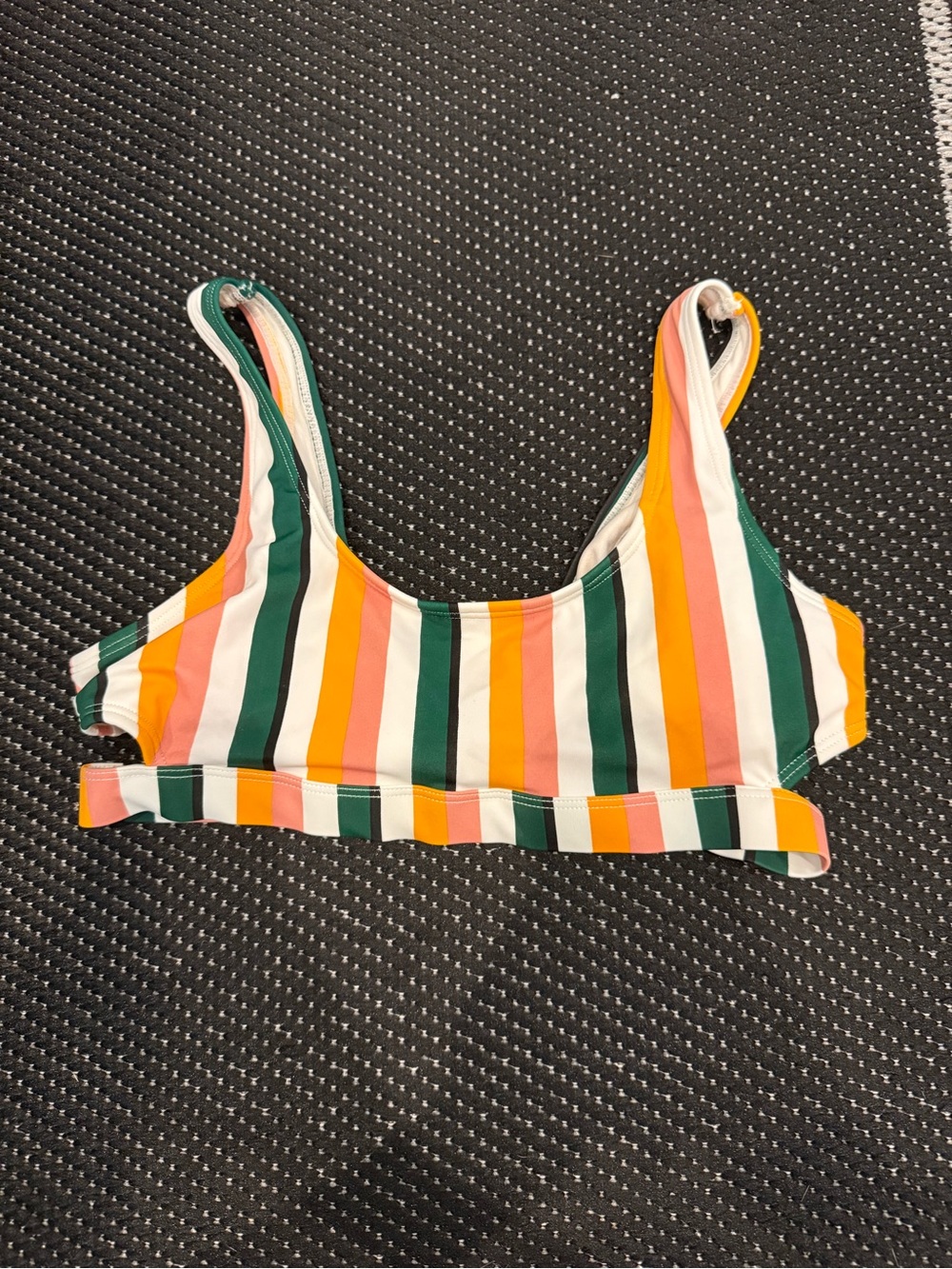 Ardene Striped Swim Top in Green, Yellow, Pink, White